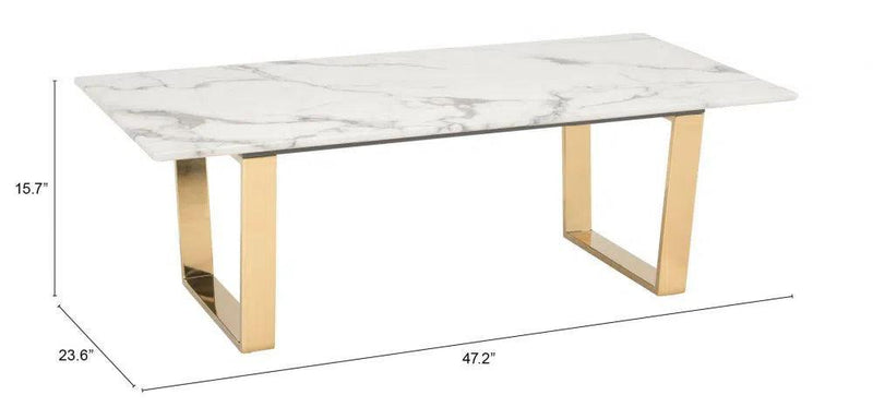 Atlas Coffee Table White & Gold Coffee Tables LOOMLAN By Zuo Modern