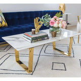 Atlas Coffee Table White & Gold Coffee Tables LOOMLAN By Zuo Modern