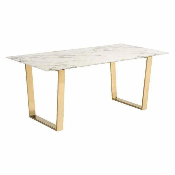 Atlas Dining Table White & Gold Dining Tables LOOMLAN By Zuo Modern