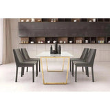 Atlas Dining Table White & Gold Dining Tables LOOMLAN By Zuo Modern