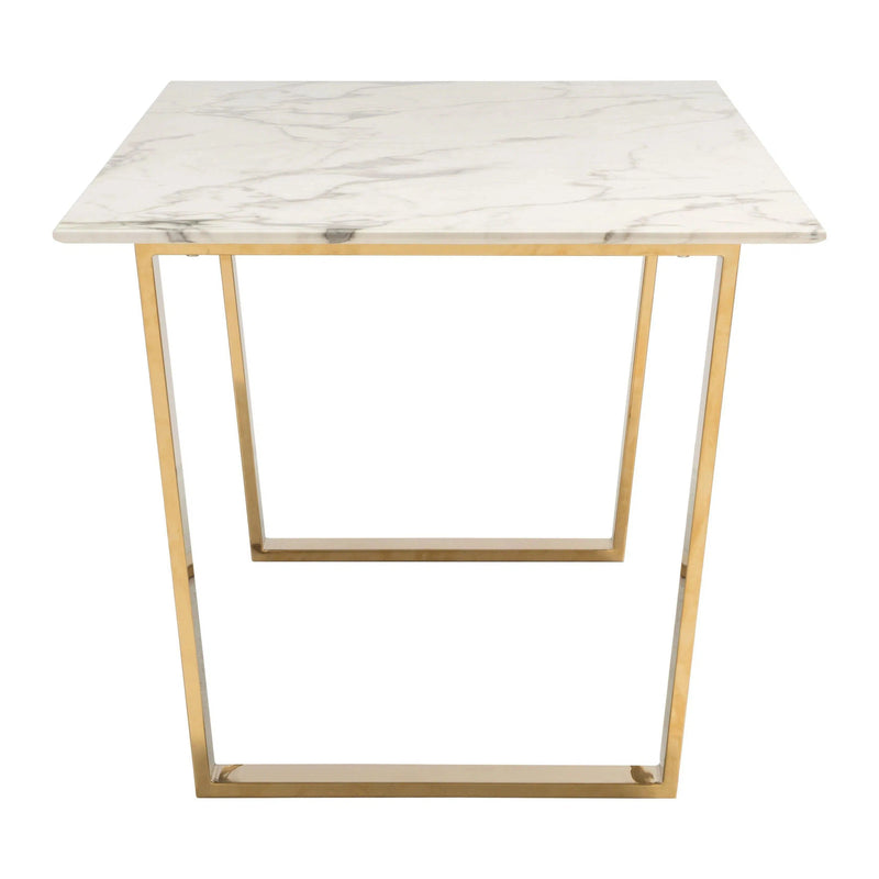 Atlas Dining Table White & Gold Dining Tables LOOMLAN By Zuo Modern