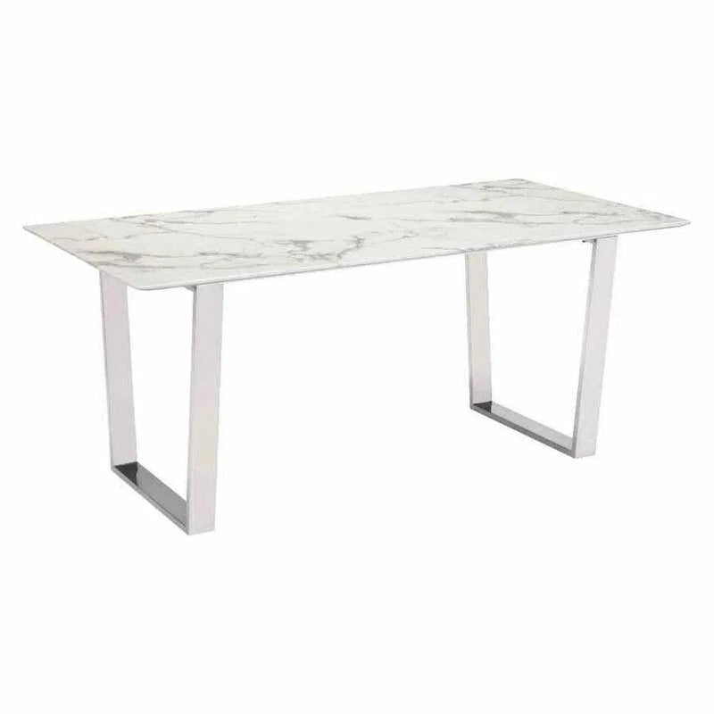 Atlas Dining Table White & Silver Dining Tables LOOMLAN By Zuo Modern