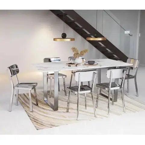 Atlas Dining Table White & Silver Dining Tables LOOMLAN By Zuo Modern