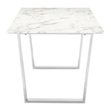 Atlas Dining Table White & Silver Dining Tables LOOMLAN By Zuo Modern