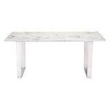 Atlas Dining Table White & Silver Dining Tables LOOMLAN By Zuo Modern