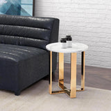 Atlas End Table White & Gold Side Tables LOOMLAN By Zuo Modern