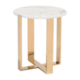 Atlas End Table White & Gold Side Tables LOOMLAN By Zuo Modern