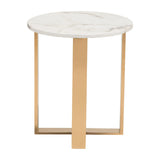 Atlas End Table White & Gold Side Tables LOOMLAN By Zuo Modern