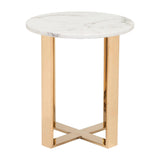 Atlas End Table White & Gold Side Tables LOOMLAN By Zuo Modern