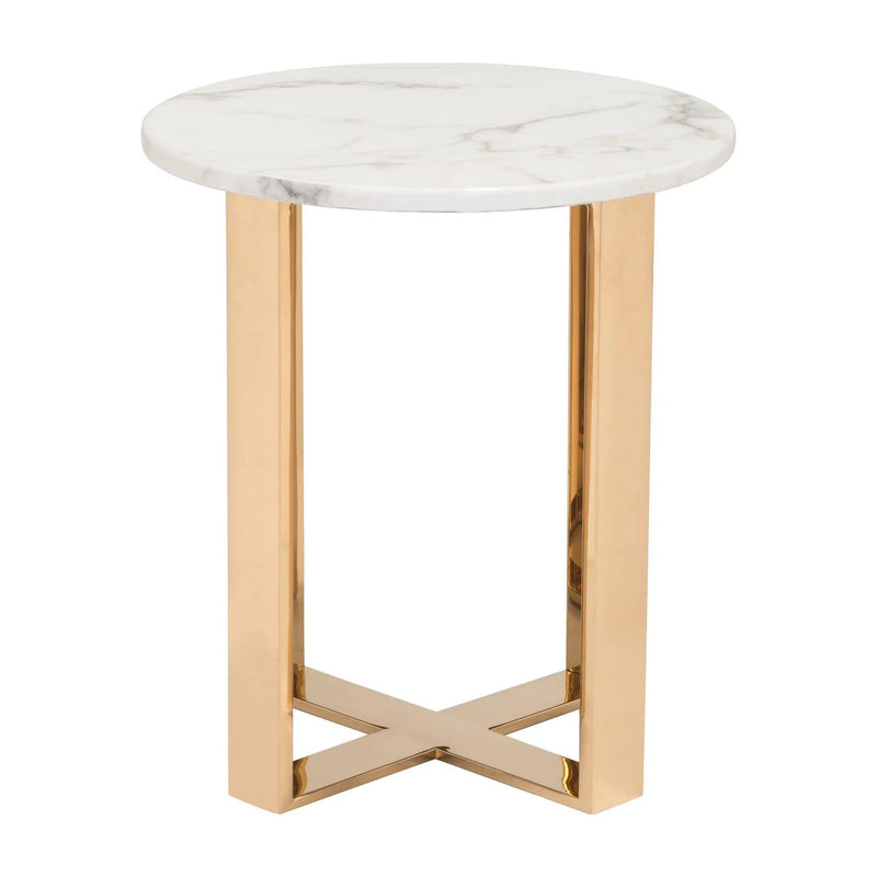 Atlas End Table White & Gold Side Tables LOOMLAN By Zuo Modern