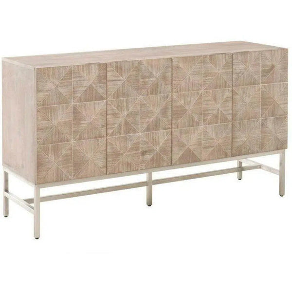 Atlas Media Sideboard Acacia Brushed Stainless Steel Sideboards LOOMLAN By Essentials For Living