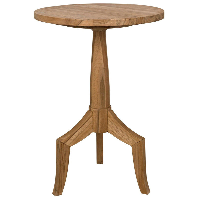 Atomic Natural Teak Wood Round Side Table Side Tables LOOMLAN By Noir