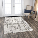 Atte Abstract Ivory/ Gray Large Area Rugs For Living Room Area Rugs LOOMLAN By LOOMLAN