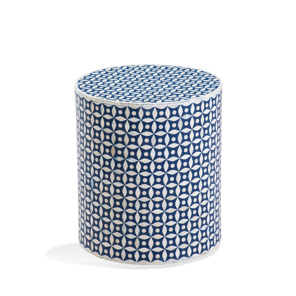 Attic MDF and Resin Blue Round Accent Table Side Tables LOOMLAN By Bassett Mirror