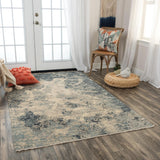 Aura Distressed Blue Large Area Rugs For Living Room Area Rugs LOOMLAN By LOOMLAN