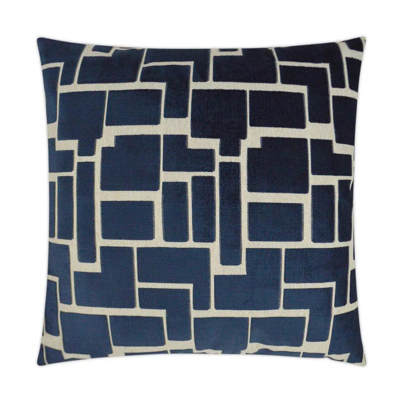 Aura Navy Modern Navy Large Throw Pillow With Insert Throw Pillows LOOMLAN By D.V. Kap