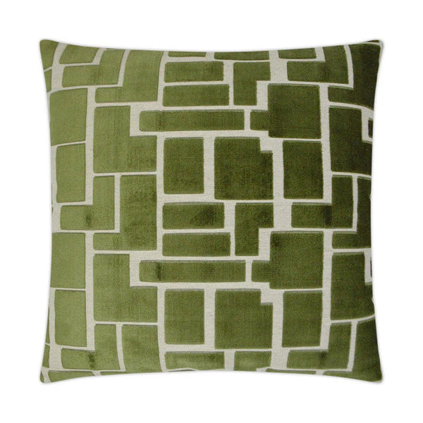 Aura Olive Geometric Green Large Throw Pillow With Insert Throw Pillows LOOMLAN By D.V. Kap