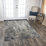 Auri Abstract Gray/ Blue Large Area Rugs For Living Room Area Rugs LOOMLAN By LOOMLAN