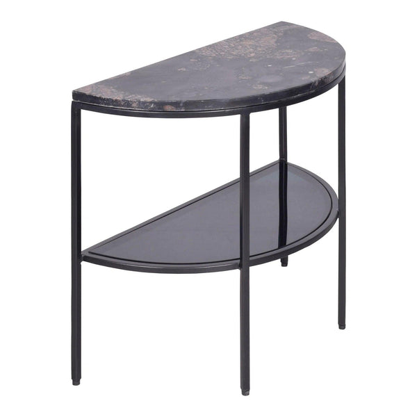 Aurora Black Marble and Iron Geometric Side Table Side Tables LOOMLAN By Moe's Home