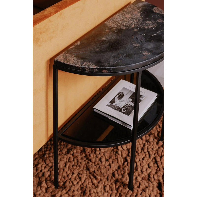 Aurora Black Marble and Iron Geometric Side Table Side Tables LOOMLAN By Moe's Home