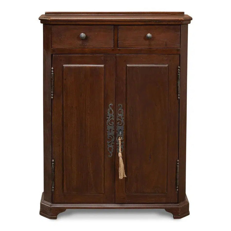 Austrian Hall Cabinet Walnut Slim Cabinet With Drawers Buffets & Curios LOOMLAN By Sarreid