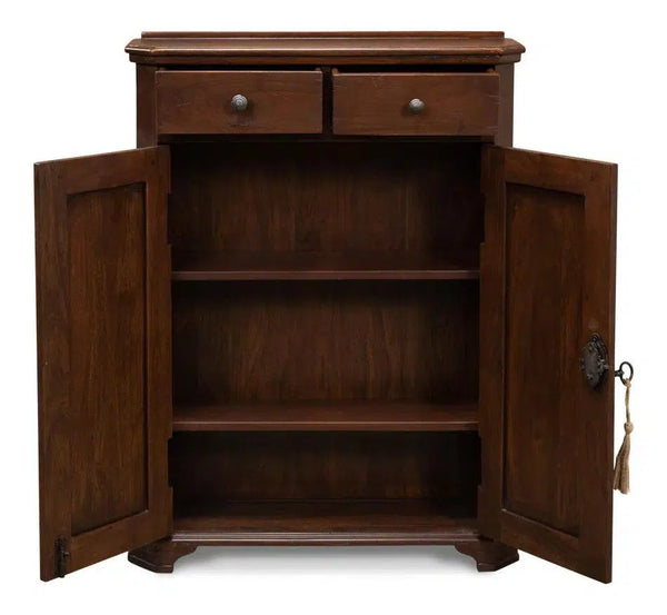 Austrian Hall Cabinet Walnut Slim Cabinet With Drawers Buffets & Curios LOOMLAN By Sarreid