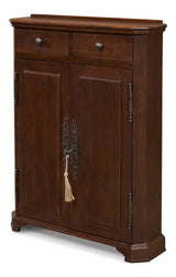 Austrian Hall Cabinet Walnut Slim Cabinet With Drawers Buffets & Curios LOOMLAN By Sarreid