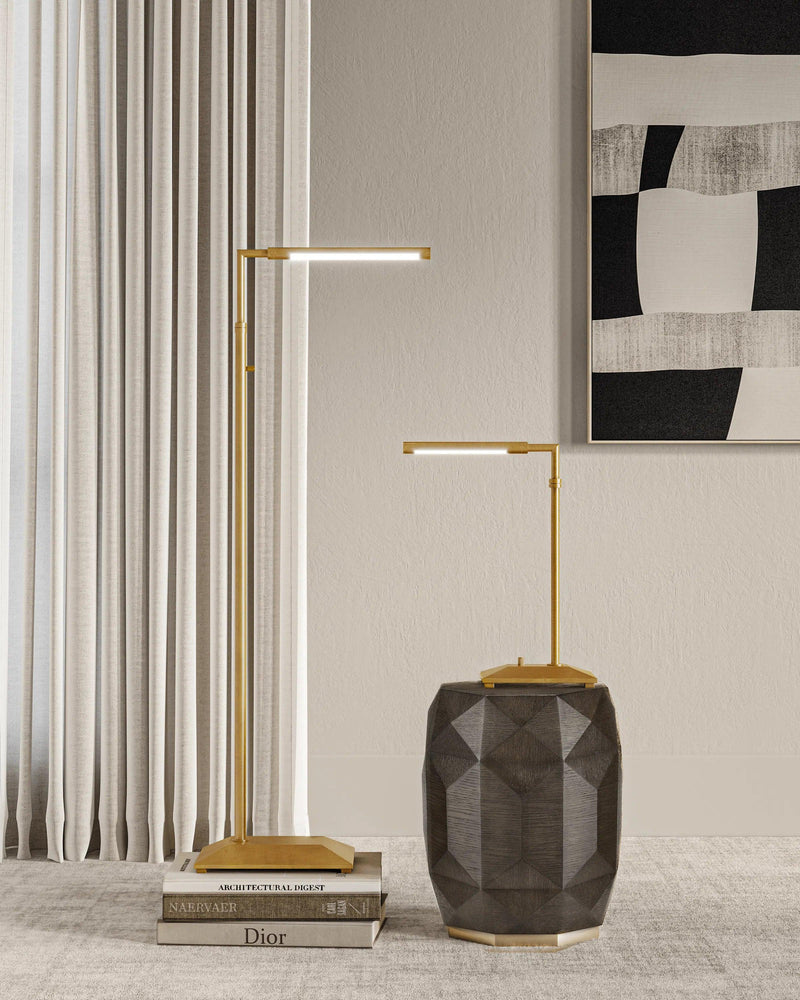 Autrand Metal and Acrylic Gold Floor Lamp Floor Lamps LOOMLAN By Currey & Co