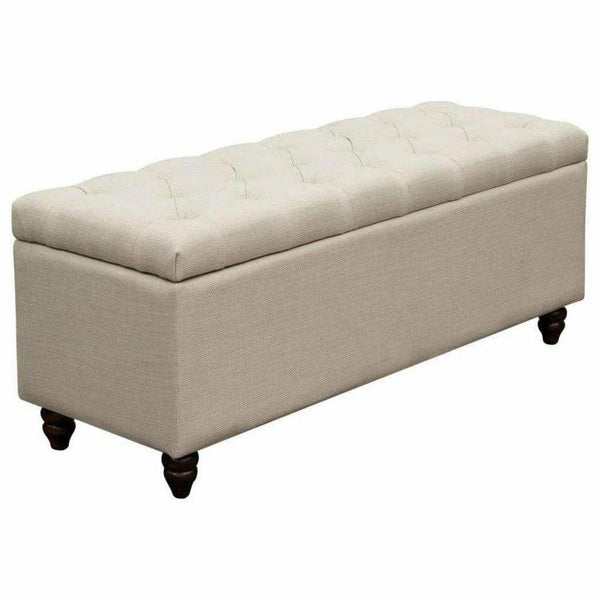 Ave Tufted Lift-Top Storage Trunk Desert Sand Linen Ottomans LOOMLAN By Diamond Sofa