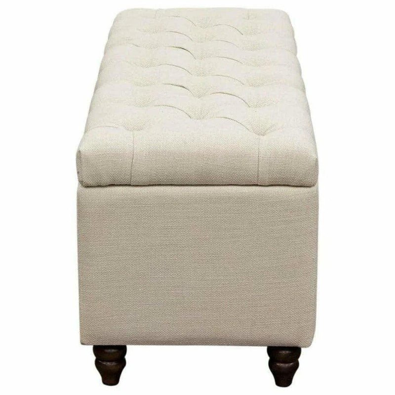 Ave Tufted Lift-Top Storage Trunk Desert Sand Linen Ottomans LOOMLAN By Diamond Sofa