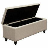 Ave Tufted Lift-Top Storage Trunk Desert Sand Linen Ottomans LOOMLAN By Diamond Sofa