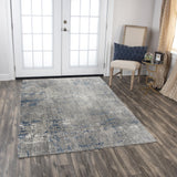 Aver Abstract Gray/ Blue Large Area Rugs For Living Room Area Rugs LOOMLAN By LOOMLAN