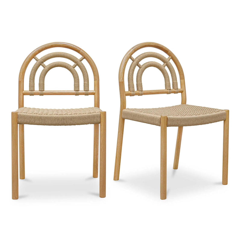 Avery Natural Solid Oak and Paper Rope Armless Dining Chair – Set Of Two Dining Chairs LOOMLAN By Moe's Home