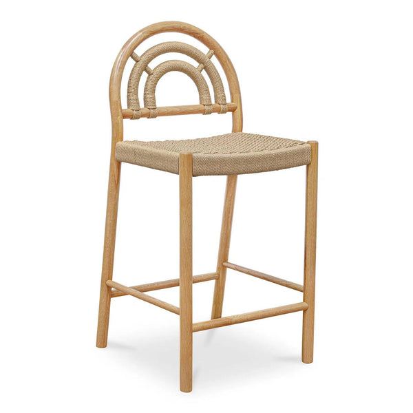 Avery Natural Solid Oak and Paper Rope Counter Stool Counter Stools LOOMLAN By Moe's Home