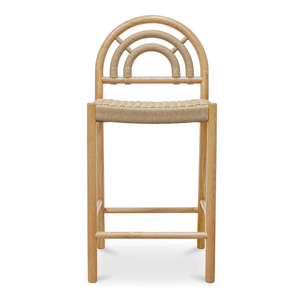 Avery Natural Solid Oak and Paper Rope Counter Stool Counter Stools LOOMLAN By Moe's Home