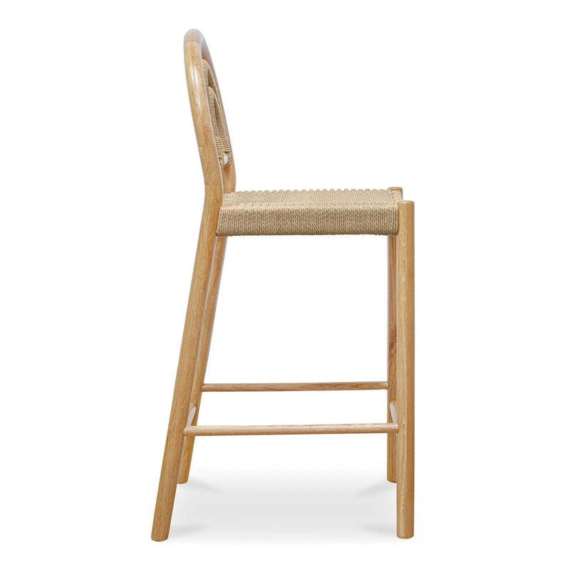 Avery Natural Solid Oak and Paper Rope Counter Stool Counter Stools LOOMLAN By Moe's Home