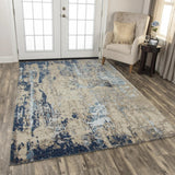 Avid Abstract Dark Blue Large Area Rugs For Living Room Area Rugs LOOMLAN By LOOMLAN