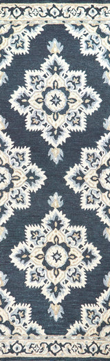 Avit Central Medallion Dark Blue Large Area Rugs For Living Room Area Rugs LOOMLAN By LOOMLAN