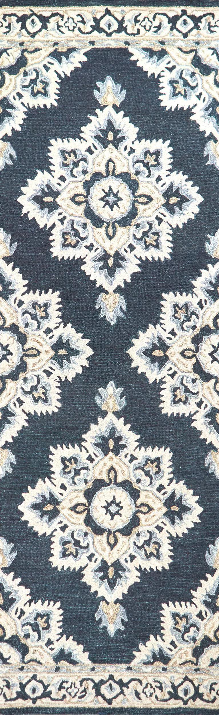 Avit Central Medallion Dark Blue Large Area Rugs For Living Room Area Rugs LOOMLAN By LOOMLAN