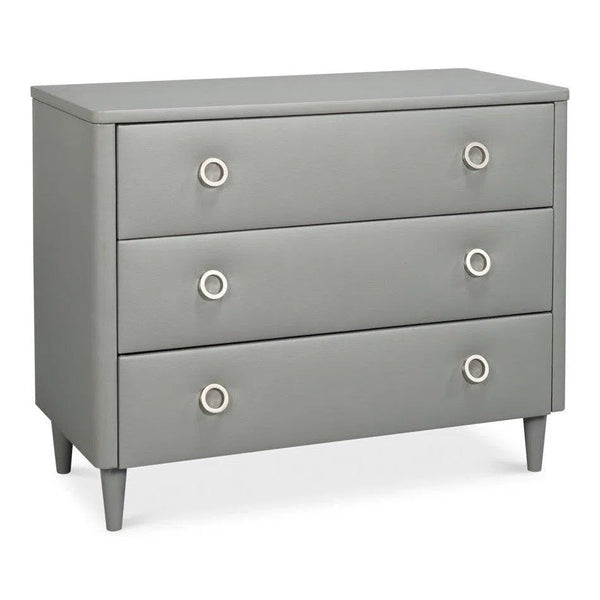 Avvolto Upholstered Mdf Grey 3 Drawer Dresser Dressers LOOMLAN By Sarreid