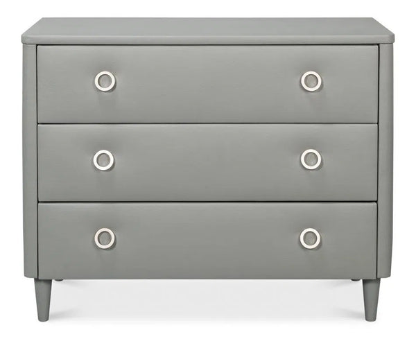 Avvolto Upholstered Mdf Grey 3 Drawer Dresser Dressers LOOMLAN By Sarreid