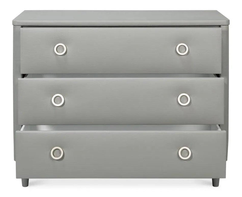 Avvolto Upholstered Mdf Grey 3 Drawer Dresser Dressers LOOMLAN By Sarreid