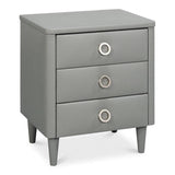 Avvolto Upholstered Mdf Grey 3 Drawer Night Stand Nightstands LOOMLAN By Sarreid