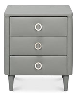 Avvolto Upholstered Mdf Grey 3 Drawer Night Stand Nightstands LOOMLAN By Sarreid