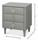 Avvolto Upholstered Mdf Grey 3 Drawer Night Stand Nightstands LOOMLAN By Sarreid