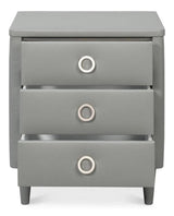 Avvolto Upholstered Mdf Grey 3 Drawer Night Stand Nightstands LOOMLAN By Sarreid