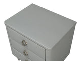 Avvolto Upholstered Mdf Grey 3 Drawer Night Stand Nightstands LOOMLAN By Sarreid