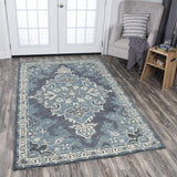 Awat Central Medallion Dark Gray Large Area Rugs For Living Room Area Rugs LOOMLAN By LOOMLAN