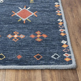 Ayar Geometric Blue Living Room Rug Area Rugs LOOMLAN By LOOMLAN