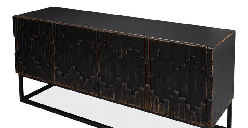 Aztec Black Sideboard Black Buffet for Dining Room Sideboards LOOMLAN By Sarreid